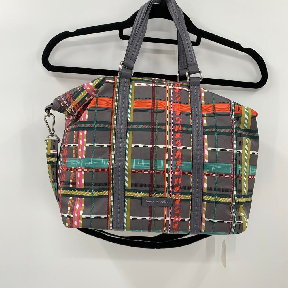 Vera Bradley Midtown Small Tote City Plaid Multi Handles Lock/Key Pockets